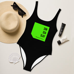 TTT LDN Sun, Sea, Slay Swimsuit - Blk/BrghtGrn