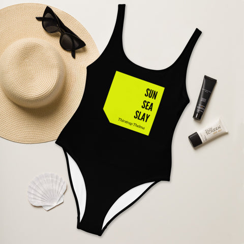 TTT LDN Sun, Sea, Slay Swimsuit - Blk/AcYllw